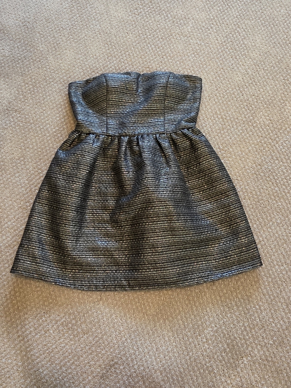 Metallic Black & Silver Strapless Party Dress